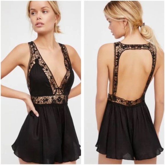 Free People Pants - Free People Intimately Betty Lace Romper Play Suit Sz XS